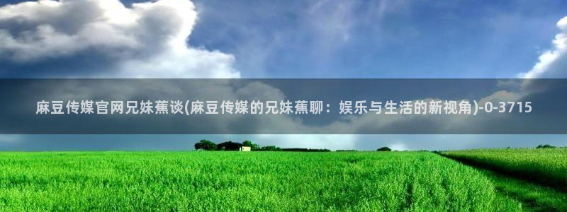 麻豆印像传媒官网：麻豆传媒官网兄妹蕉谈(麻豆传媒的兄妹蕉聊：娱乐与生活的新视角)